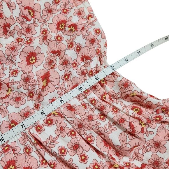 As U Wish Hi Low Dress Flutter Sleeve Tie Back Pink White Floral Small NWT - Picture 10 of 12